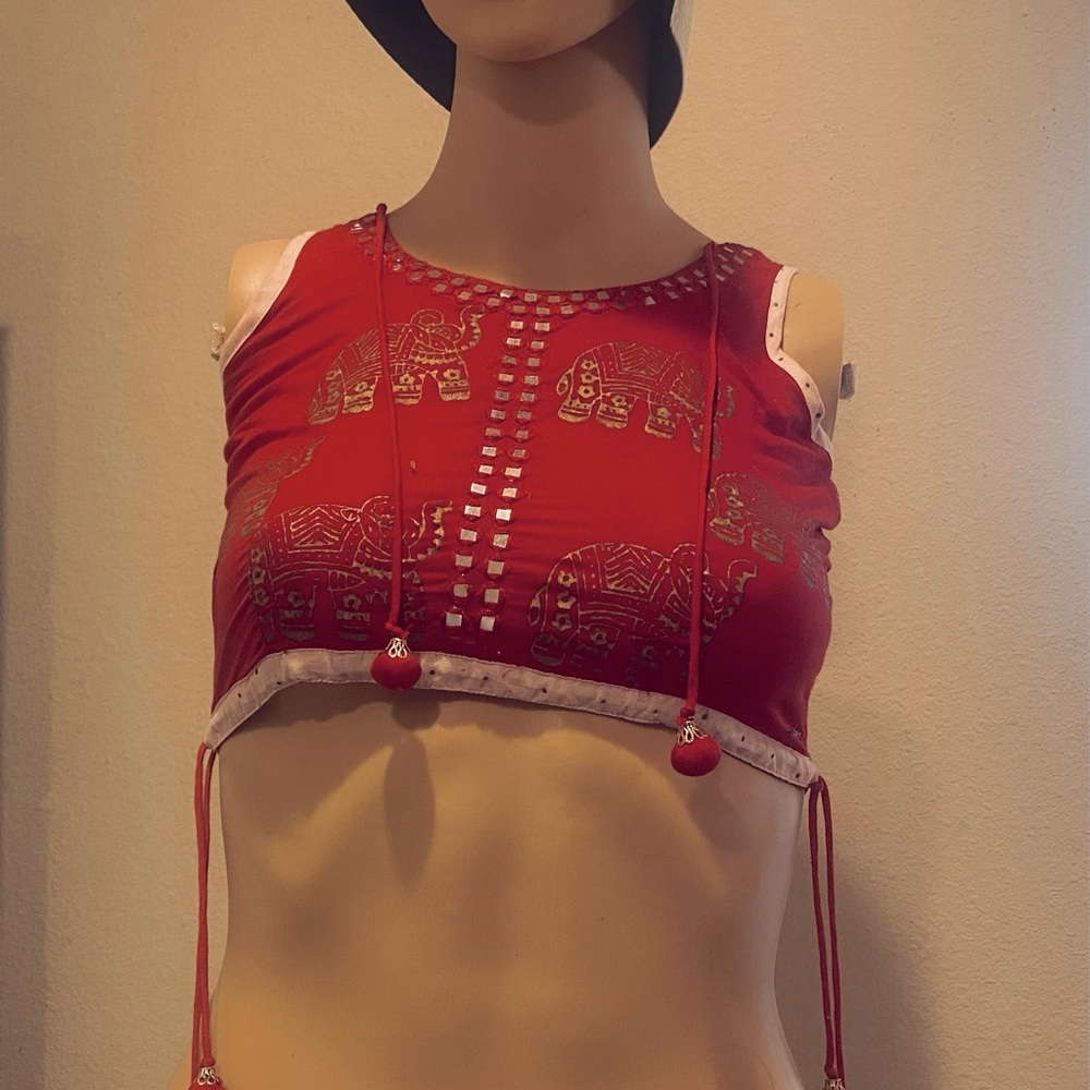 Gold and Red boho top super cute
